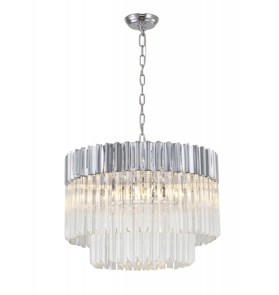 8-Light Chrome Chandelier With Clear Crystals